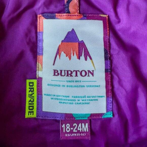 Burton Toddler Snowsuit - Multicolor Black with Purple Lining - Picture 2 of 5